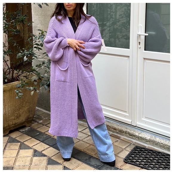 #95 Boho Made In Italy Soft Oversized  Sweater Knit Cardigan - Picture 4 of 7